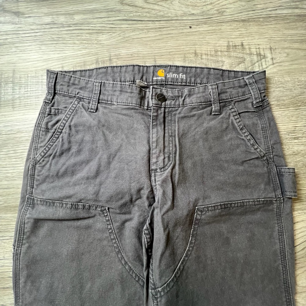 Carhartt Slim Straight Work Pants in Charcoal - Picture 4 of 10